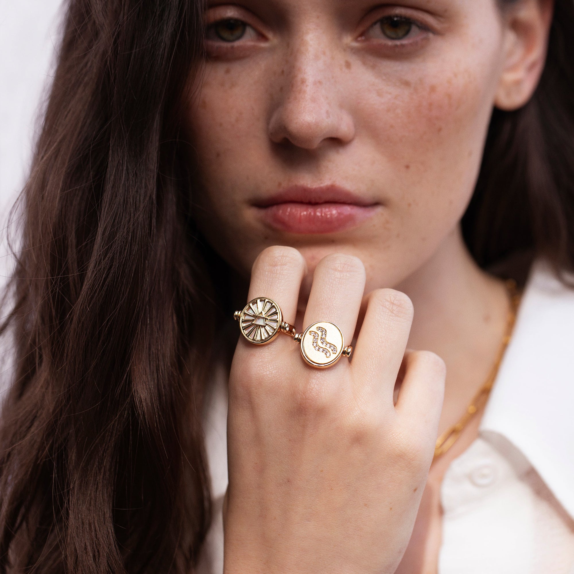 Gemini & Air Flip Ring | 14K Yellow Gold Vermeil