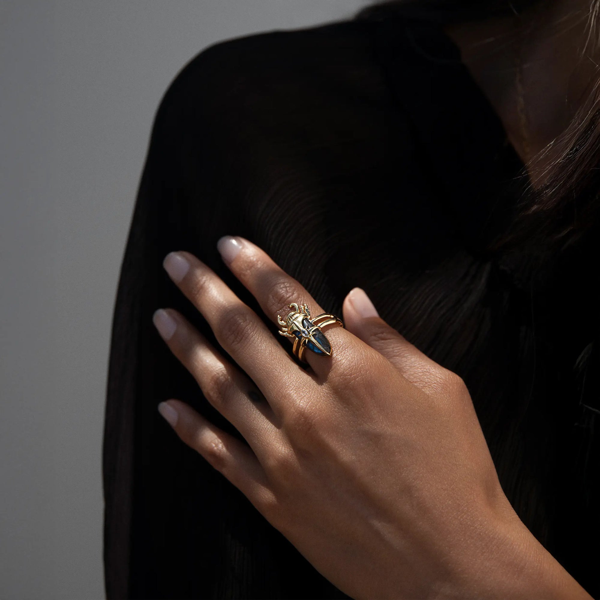 Awe Inspired Rings Labradorite Beetle Ring
