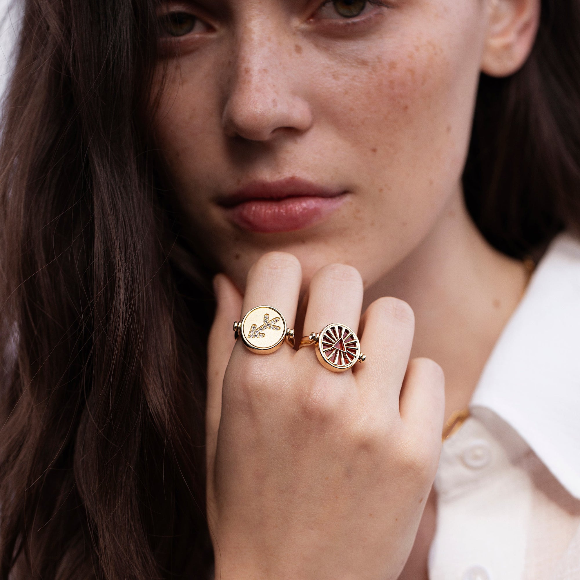 Sagittarius & Fire Flip Ring | 14K Yellow Gold Vermeil