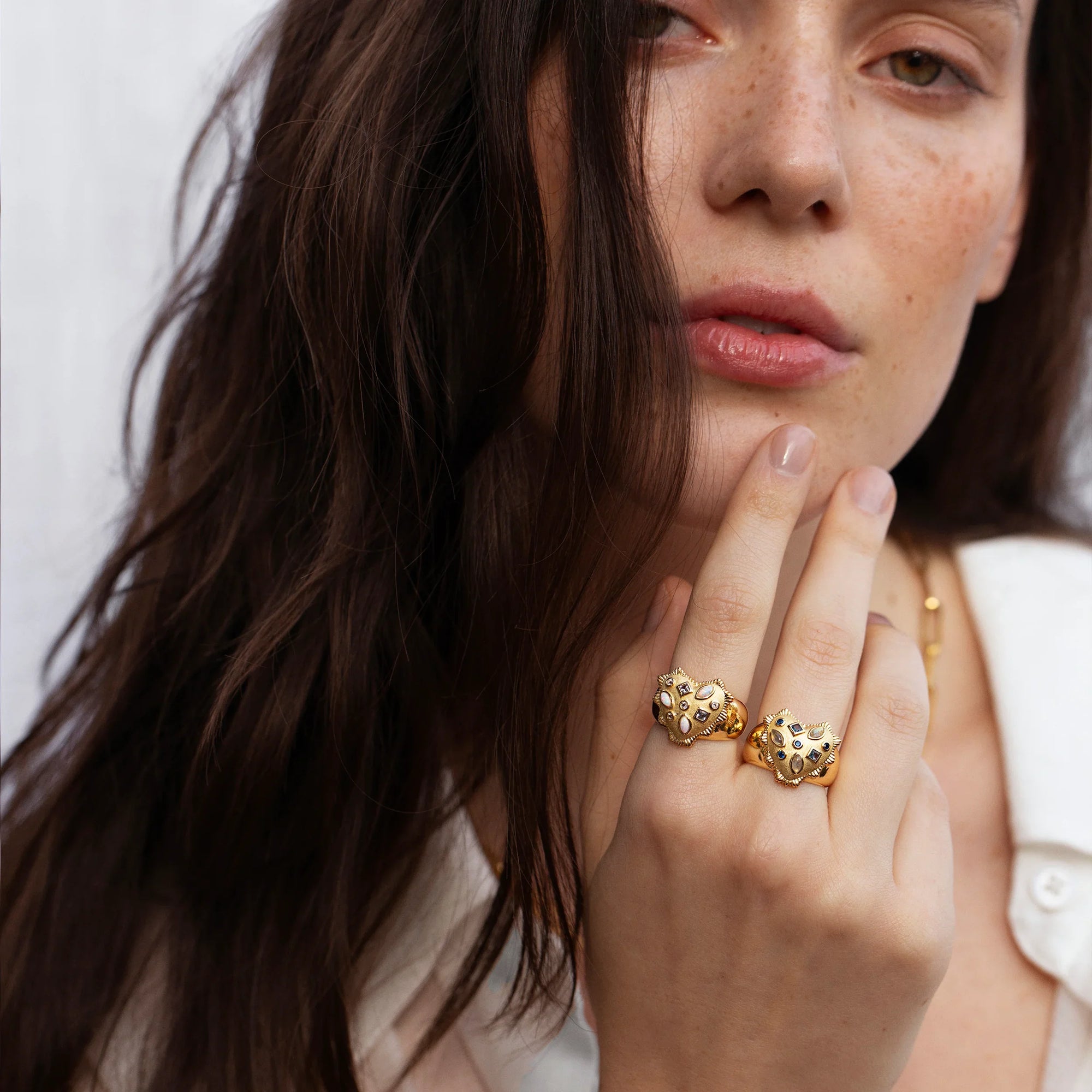 Blue Radiant Heart Ring | 14K Yellow Gold Vermeil