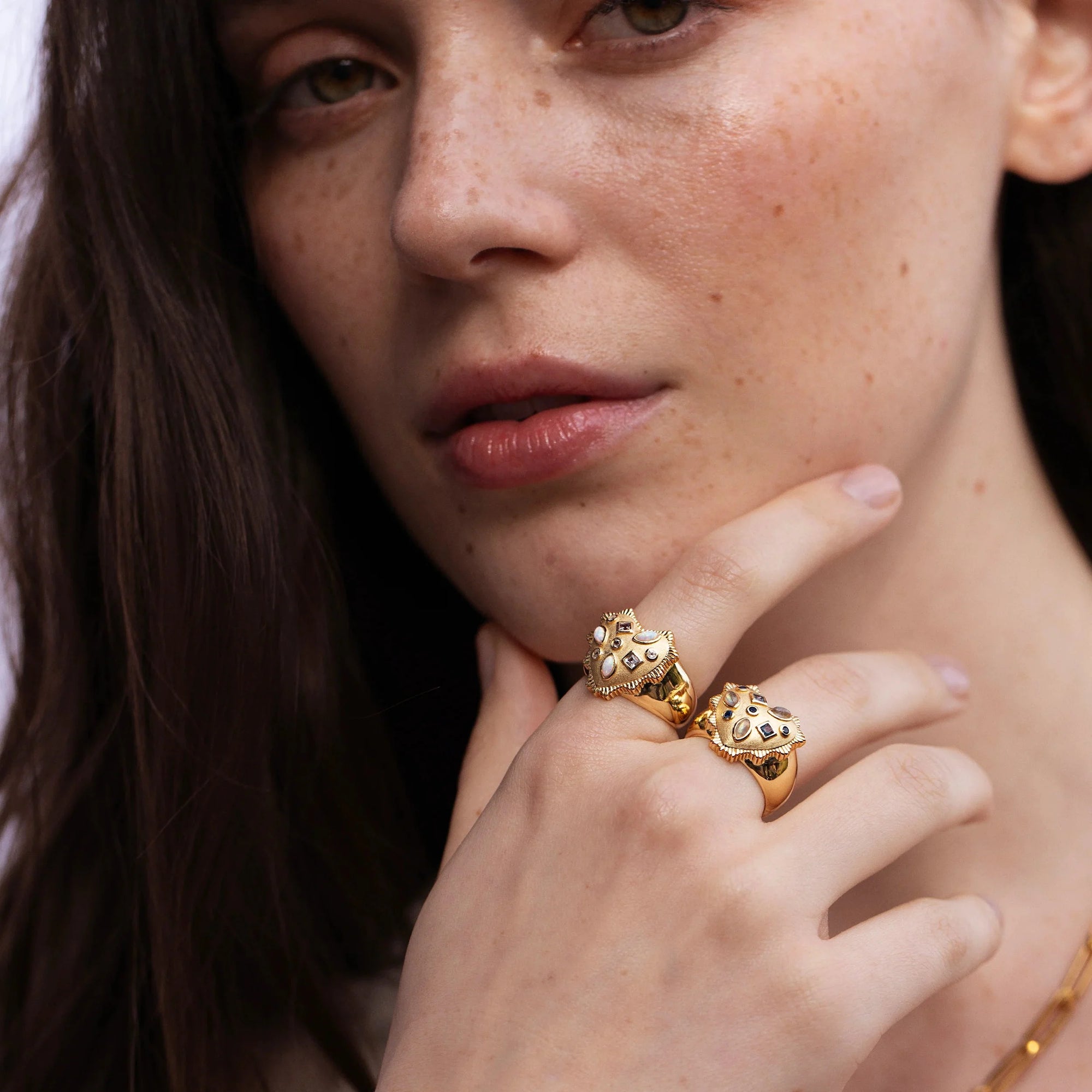 Blue Radiant Heart Ring | 14K Yellow Gold Vermeil