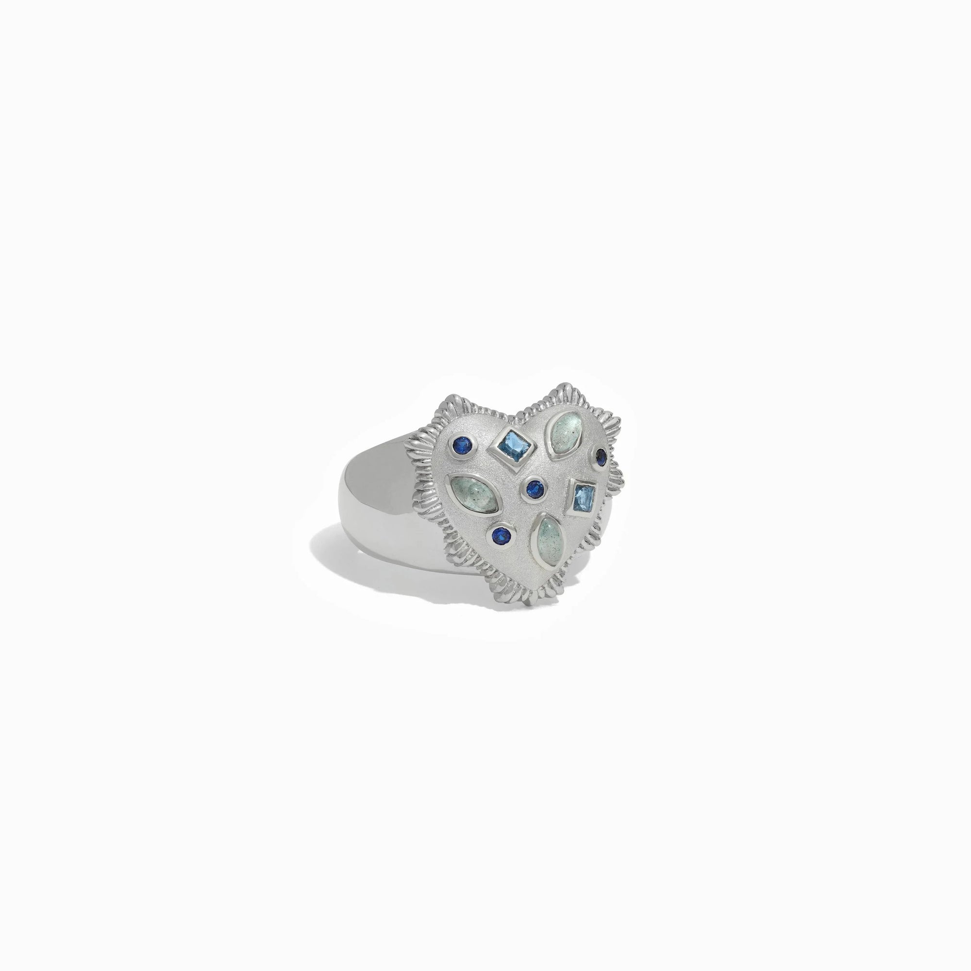 Blue Radiant Heart Ring | Sterling Silver