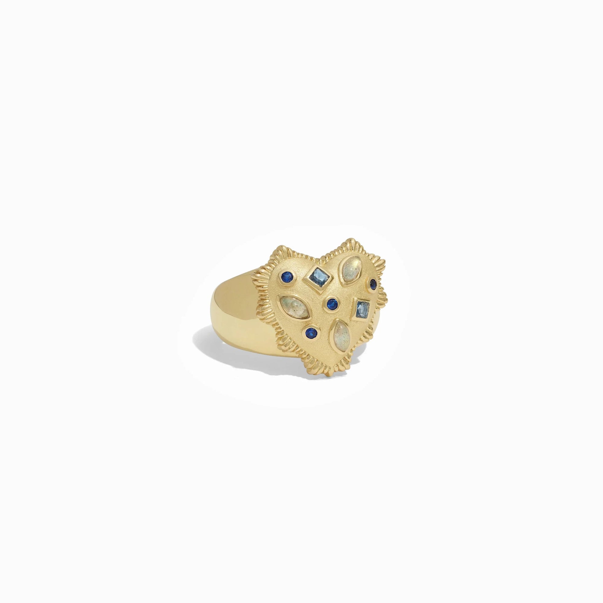 Blue Radiant Heart Ring | 14K Yellow Gold Vermeil