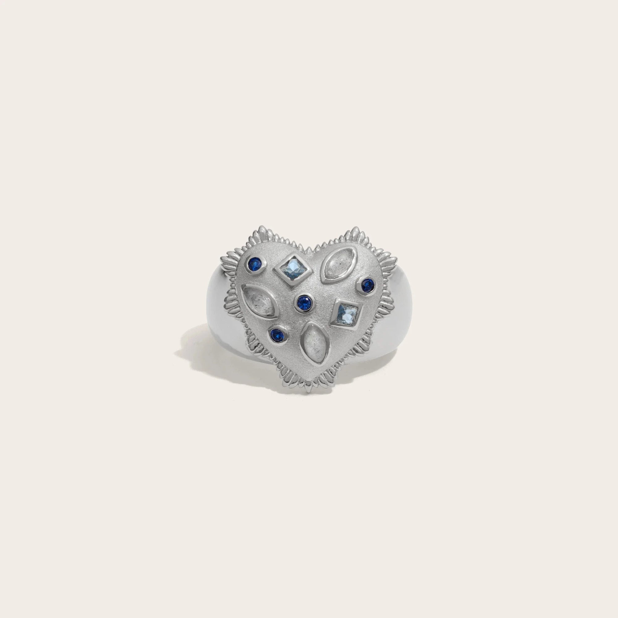 Blue Radiant Heart Ring | Sterling Silver