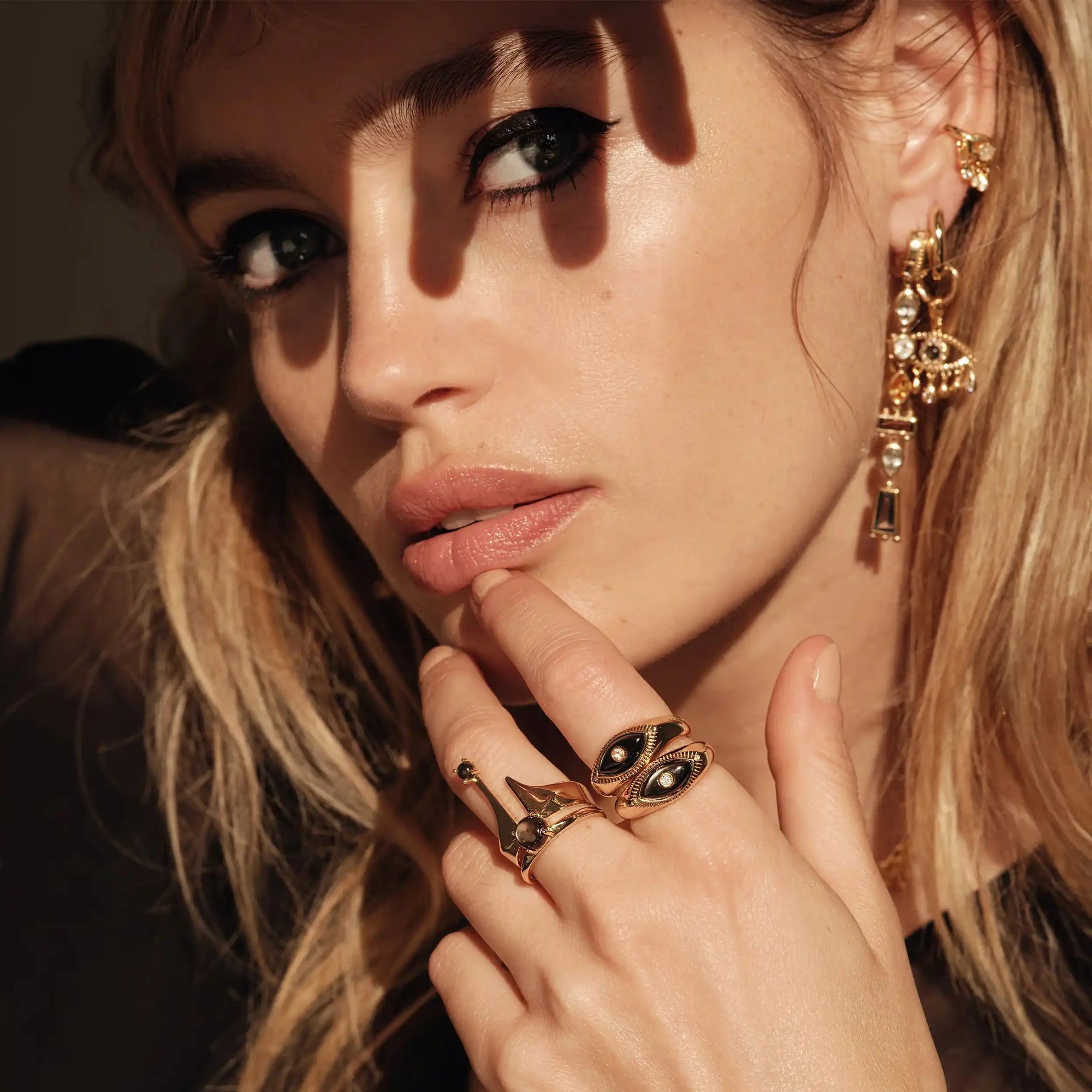 Third Eye Black Mother of Pearl Ring | 14K Yellow Gold Vermeil