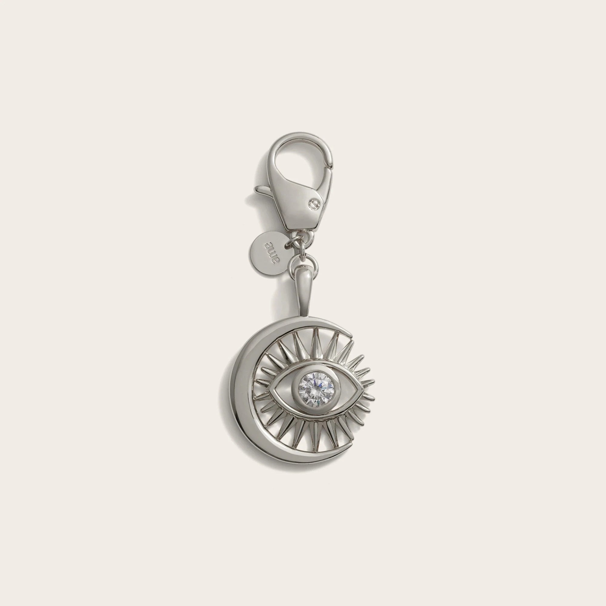 Watchful Moon Eye Bag Charm | Brass/Rhodium