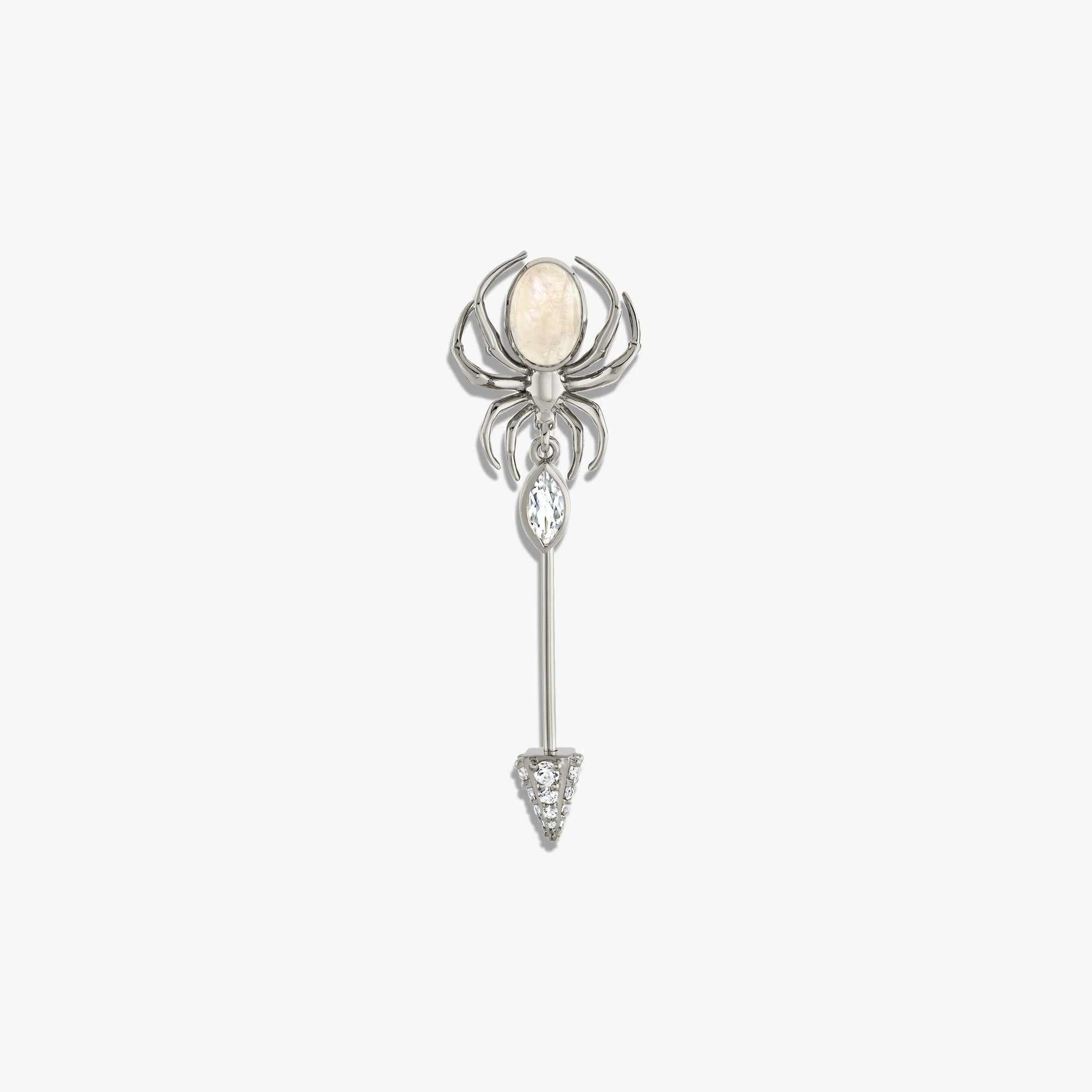 Awe Inspired Tools Sterling Silver Moonstone Spider Brooch