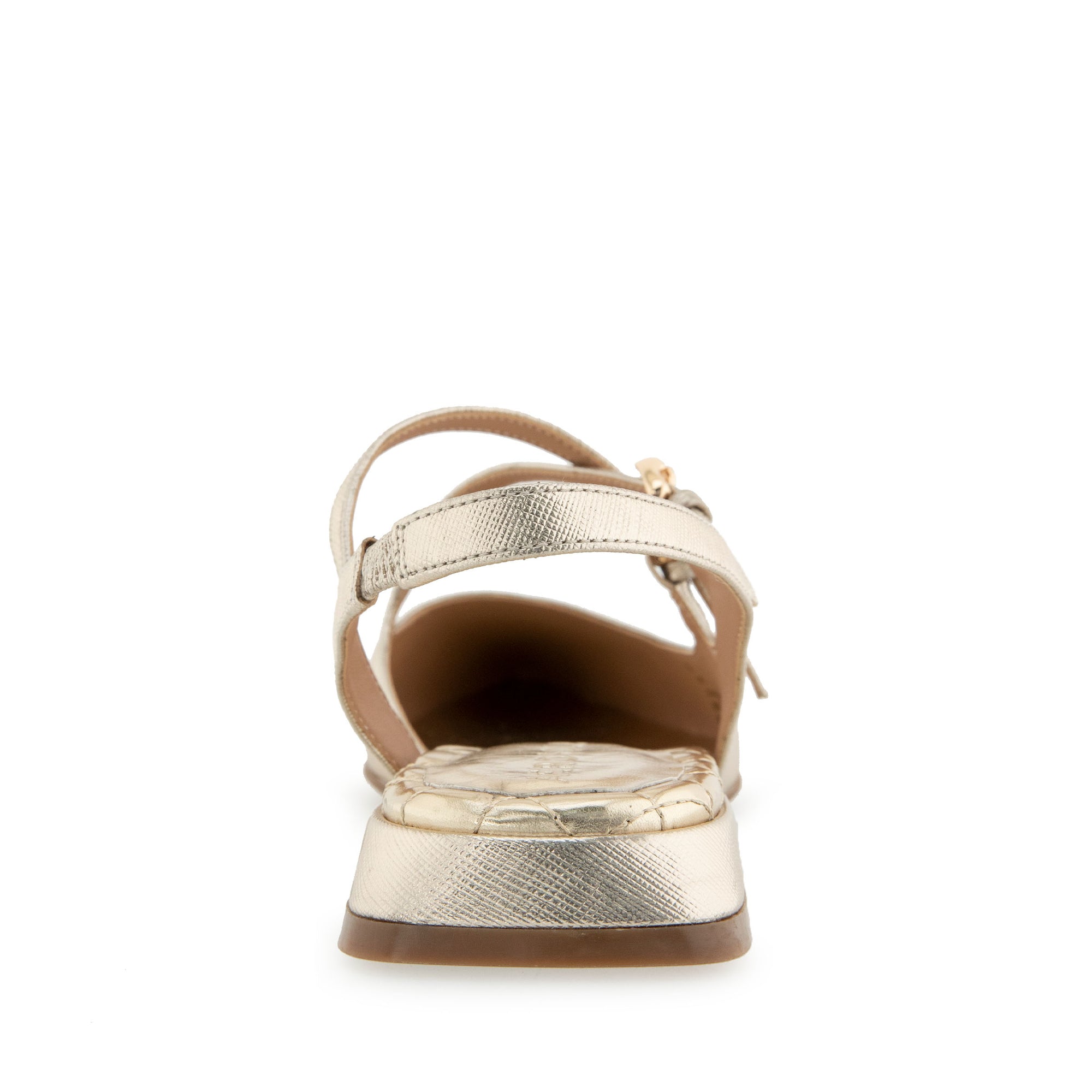 Napoli Dress Flat | Gold Metallic Textured Faux Leather