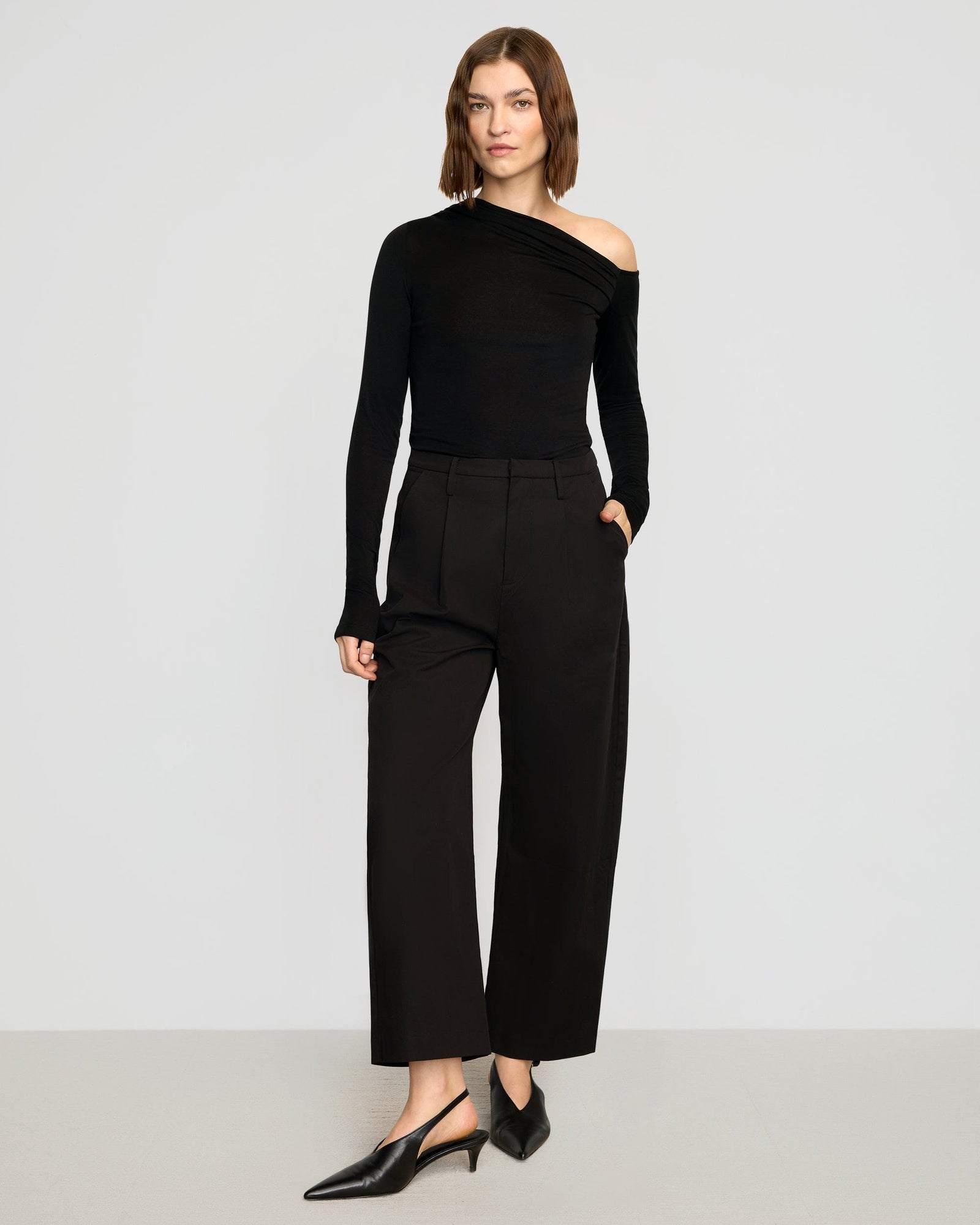 Ayra Tencel-Wool Off-Shoulder Tee | Black