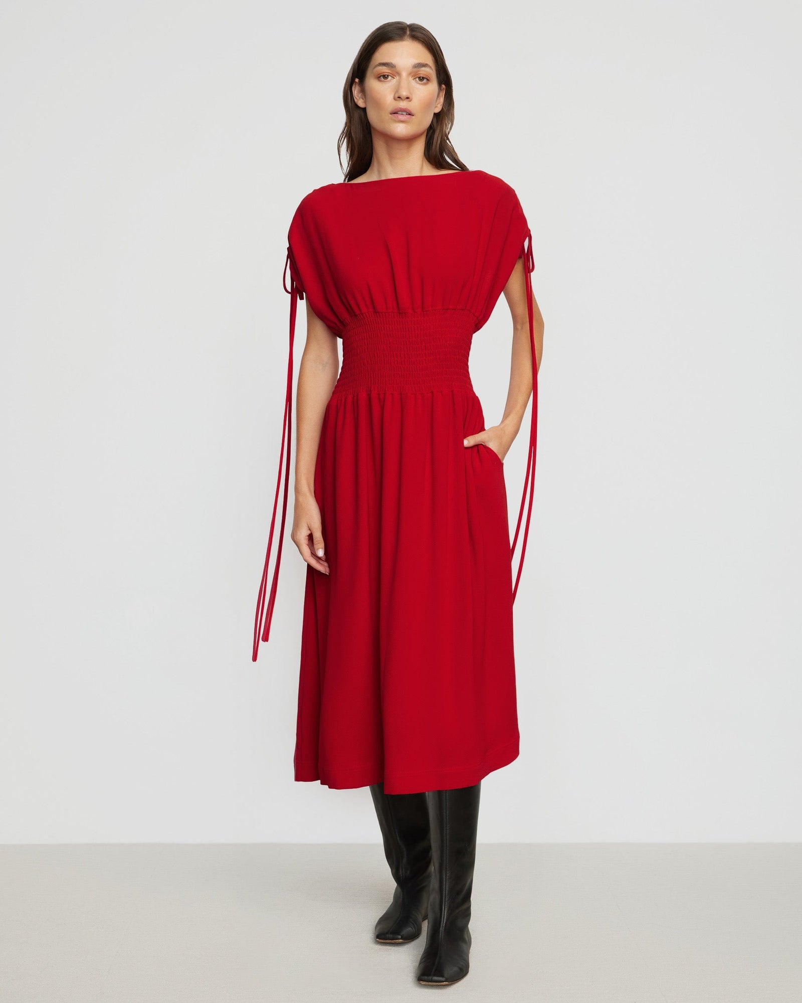 Renee | Ayumi Gathered-Shoulder Dress in Size Small