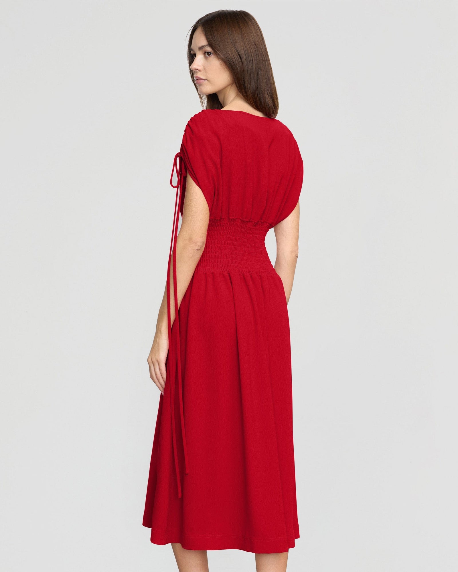 Ayumi Gathered-Shoulder Dress | Lacquer