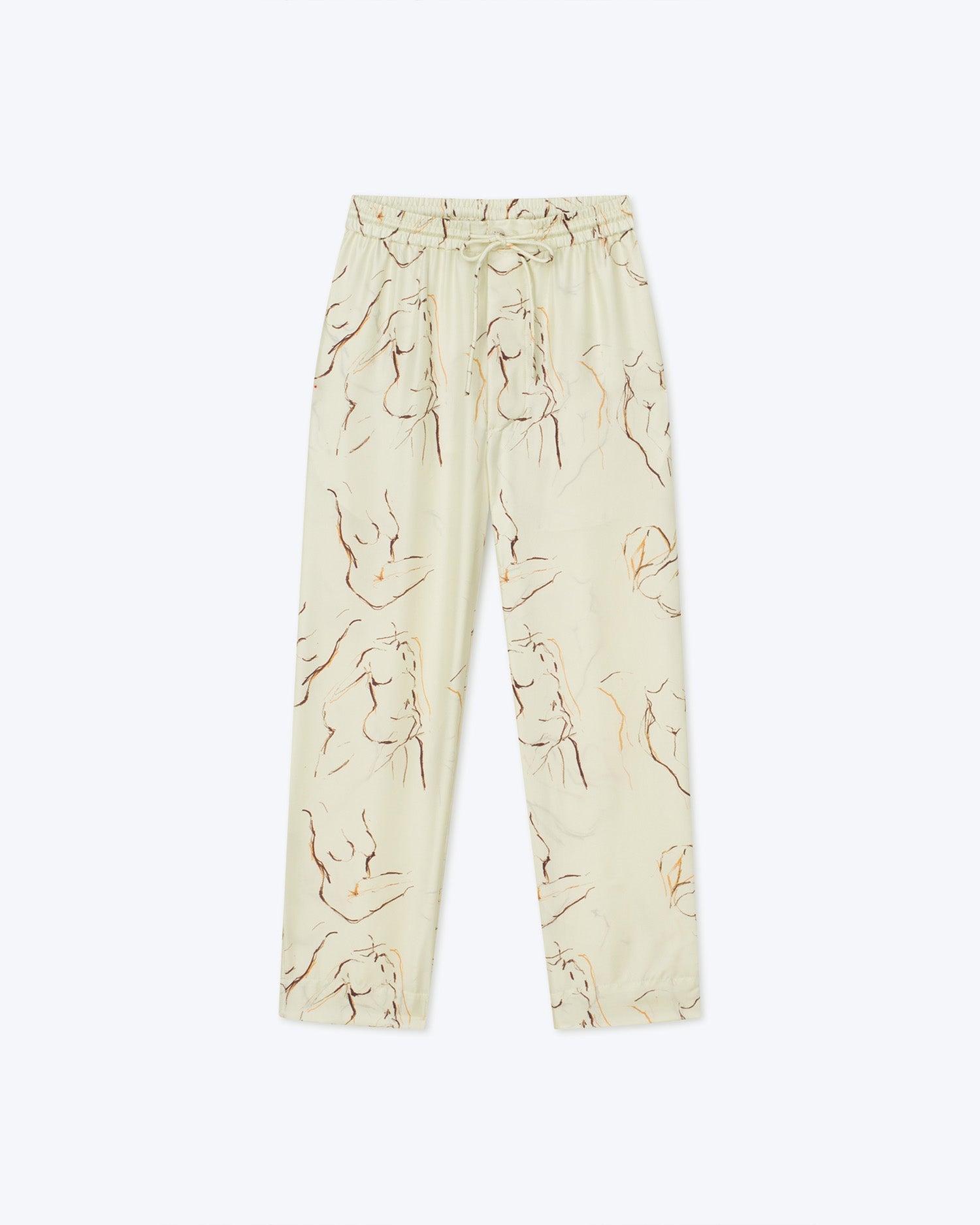 Jain Printed Twill Silk Pants | Line Drawing Small Scale