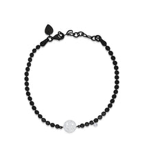 Space Black Silver And 14Kt White Gold Diamond Smiley Face Bracelet | White Gold