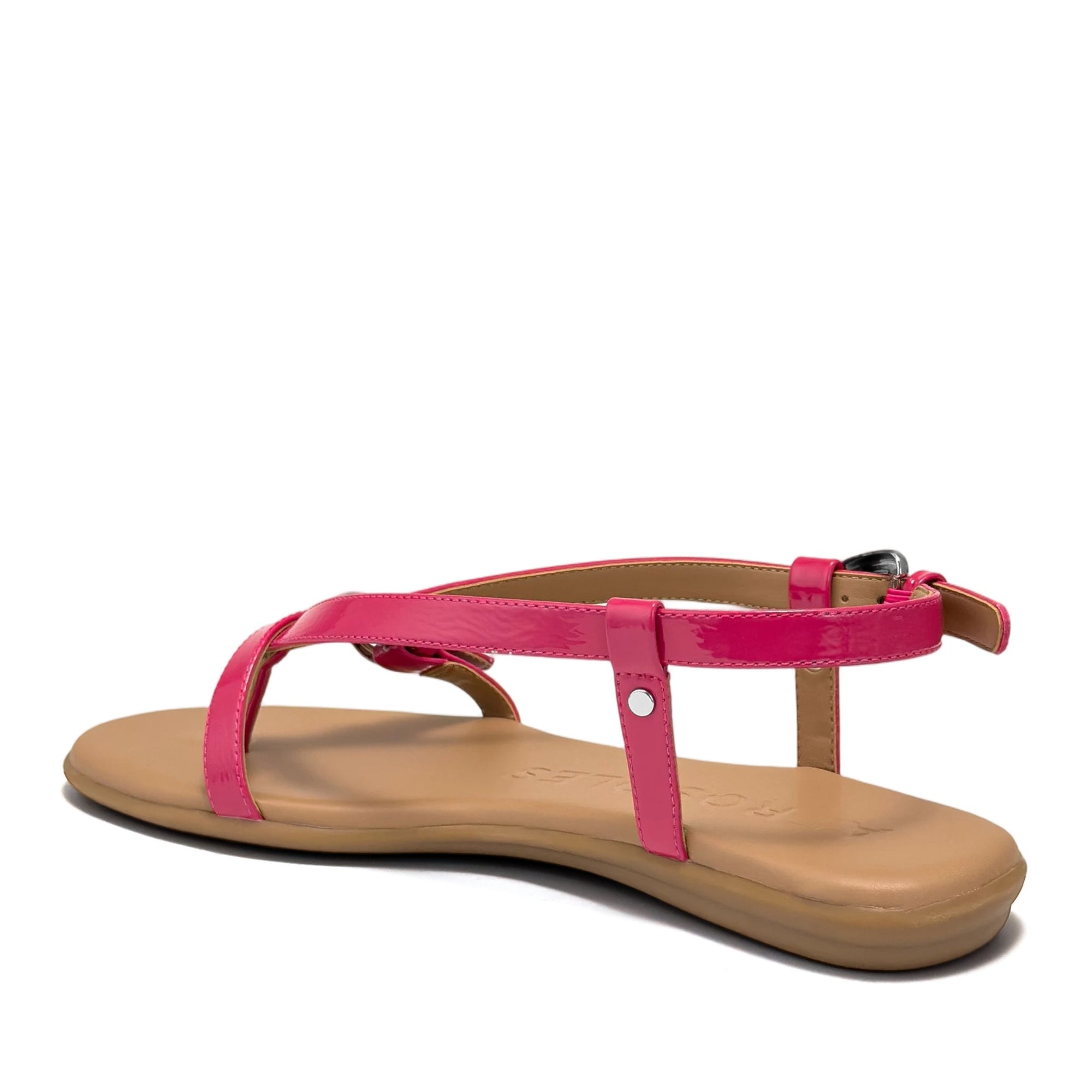 Iride Sandal Flat | Magenta Faux Crinkle Patent