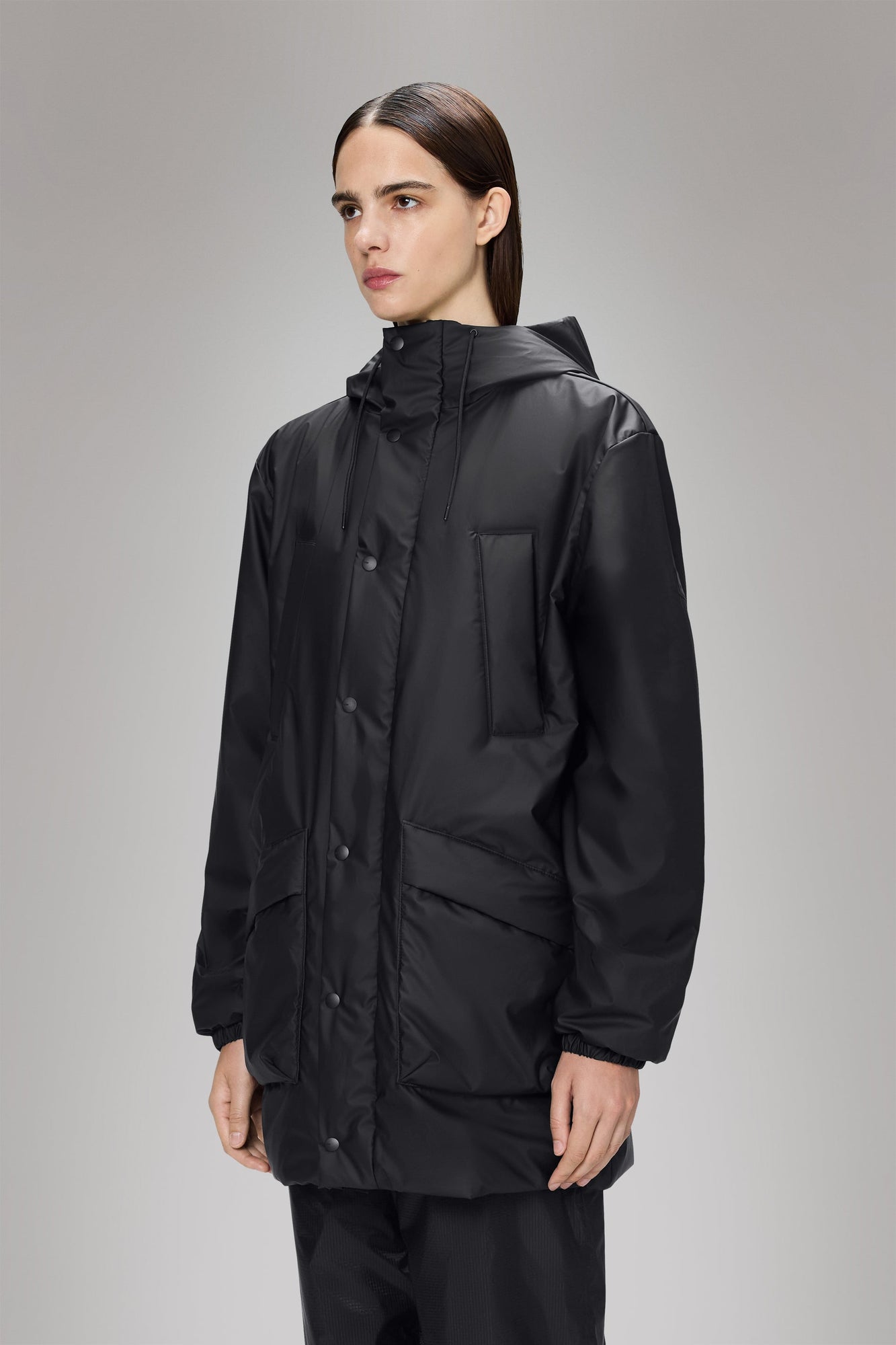 RAINS Lohja Long Insulated Cargo Jacket Black Jacket