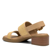 Dove Sandal Block Heel | Natural/Beige Bisque Basket Raffia/Faux Soft Nappa
