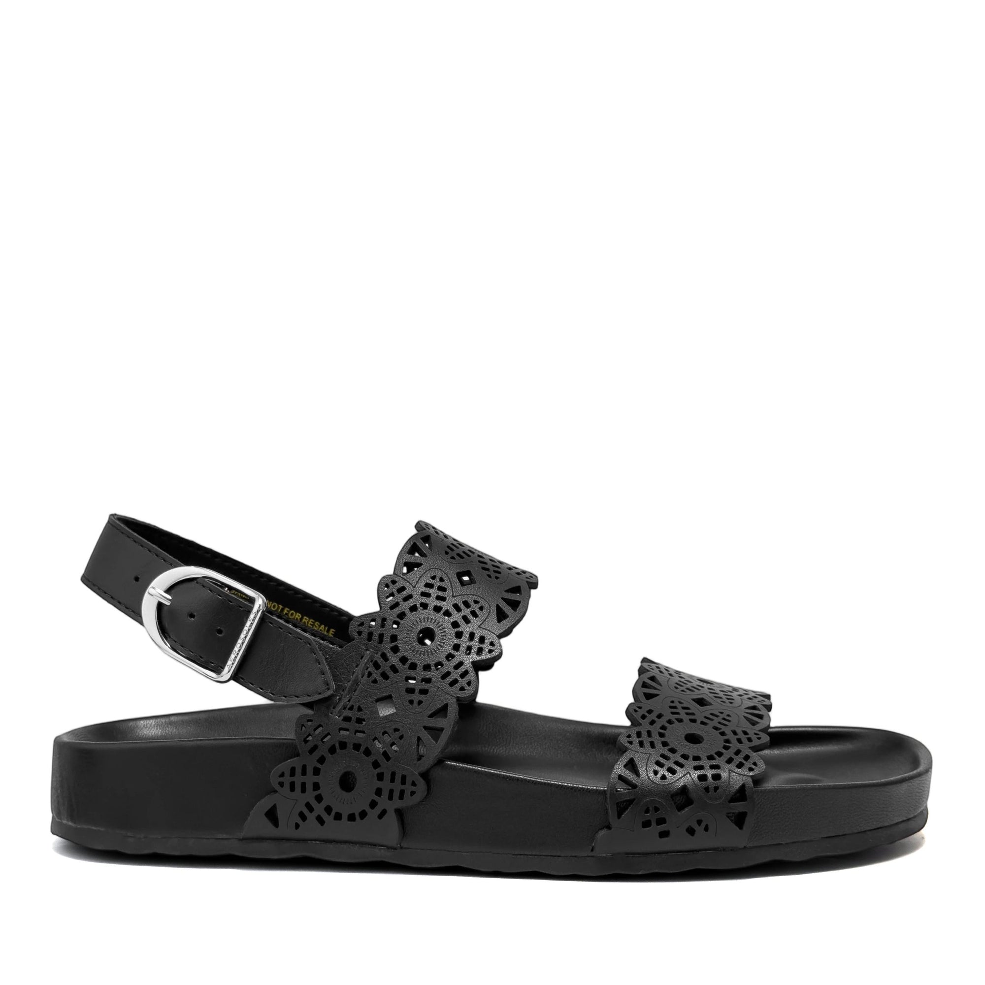 Lily Sandal Footbed | Black Perf Faux Nappa