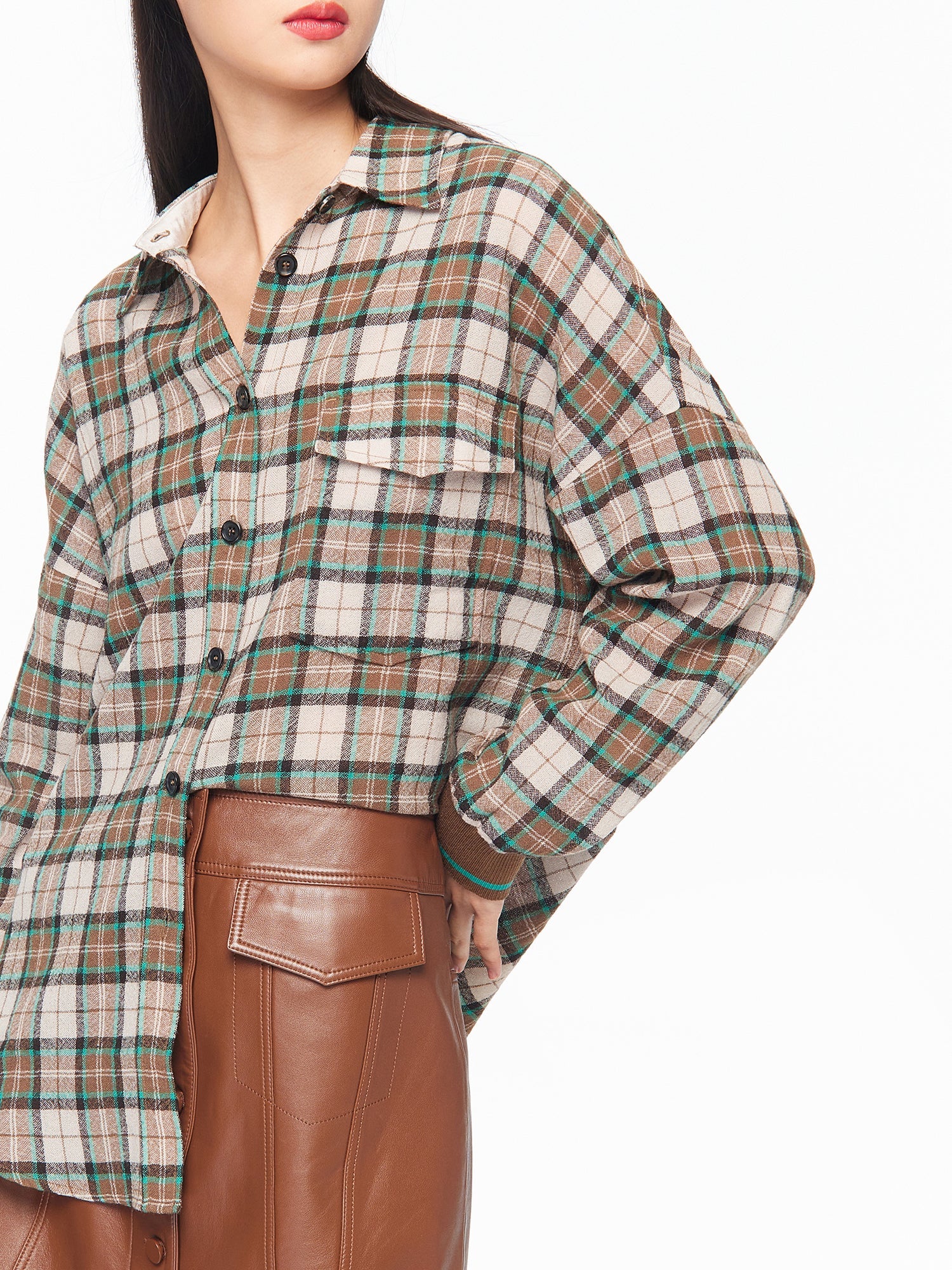 Check Oversize Shirt | Green