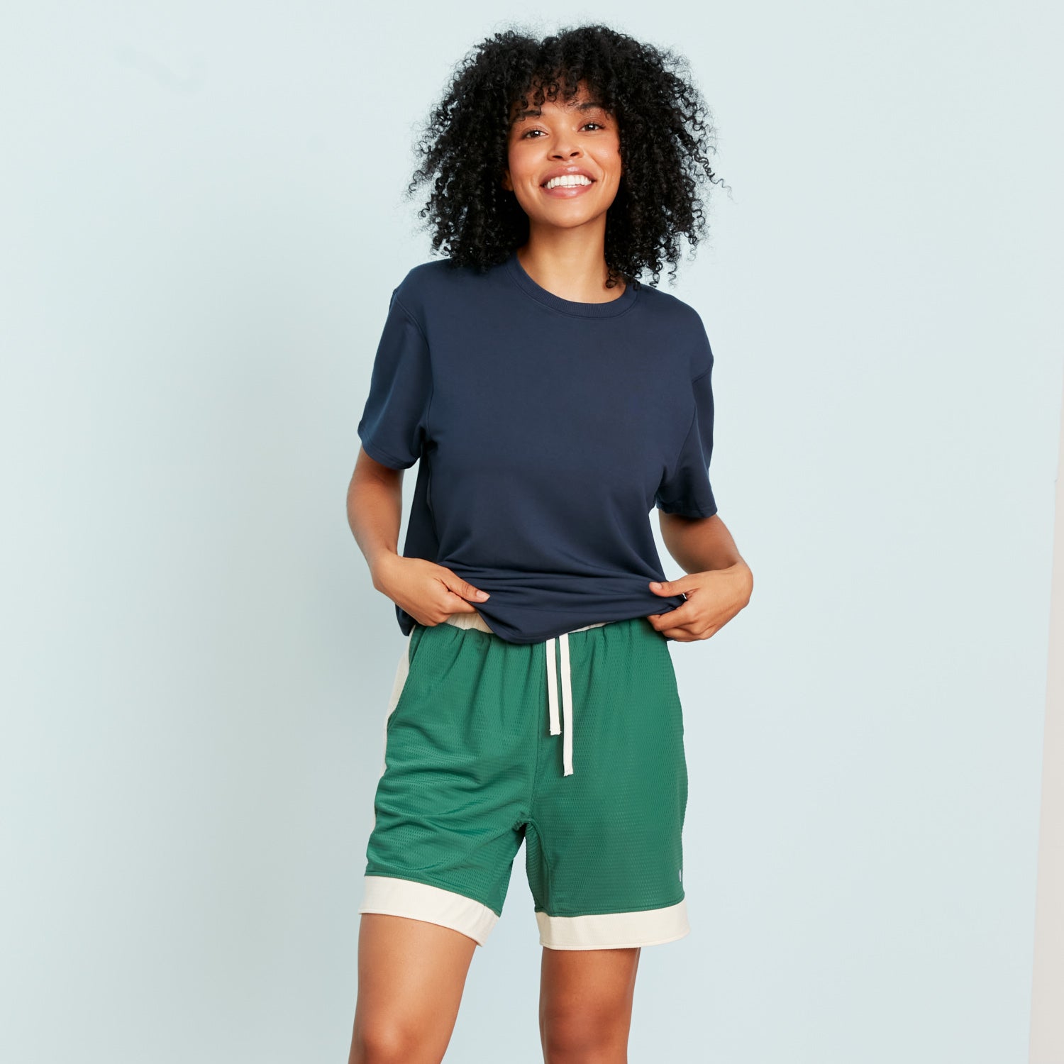 Breathable Mesh Lounge Shorts with Modal Lining | Hunter Green/Cream