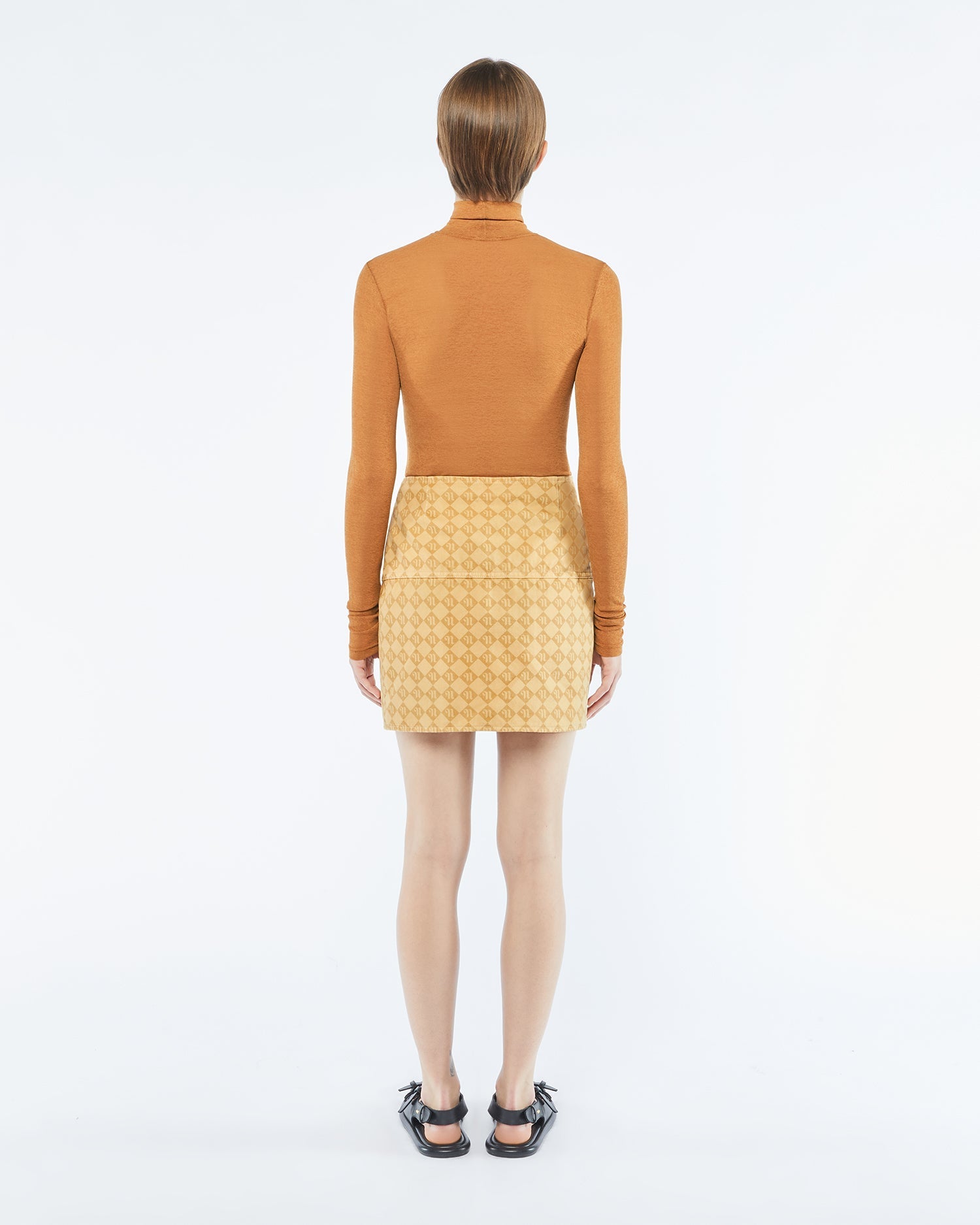 Womens | Sila Mesh-Jersey Turtleneck Top | Caramel