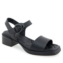 Dorian Sandal Block Heel | Black Faux Leather