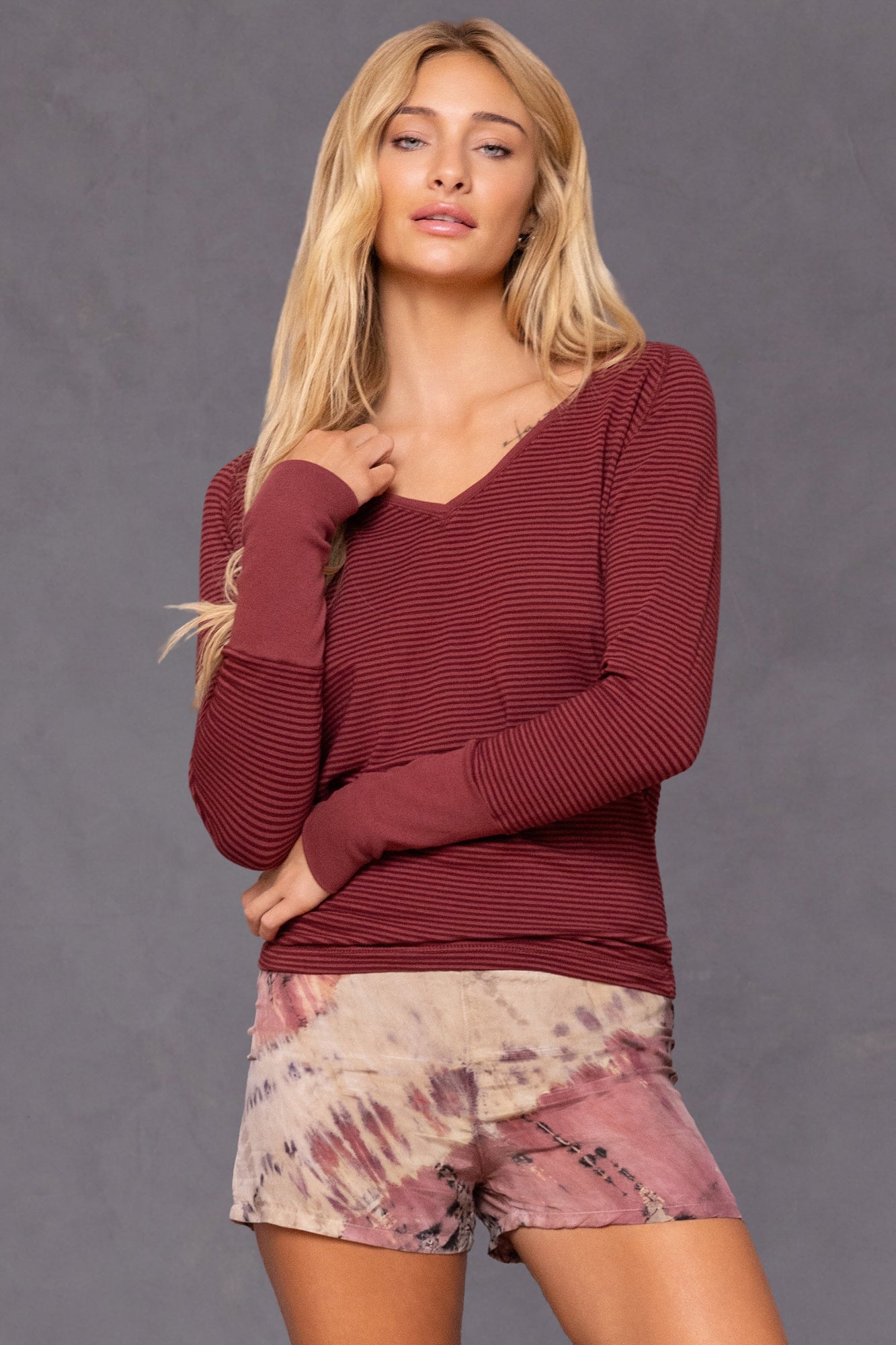 Women | Pull-On Bomber Short | Multi Color Adire Wash 1