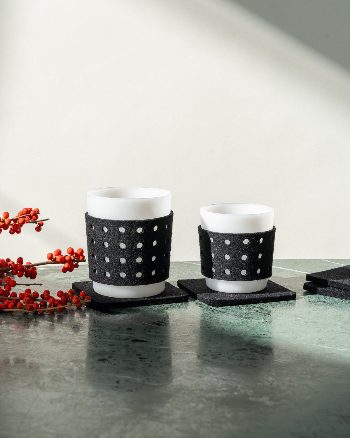 2 Pack | Glas Merino Wool Small Perforated Sleeve | Black