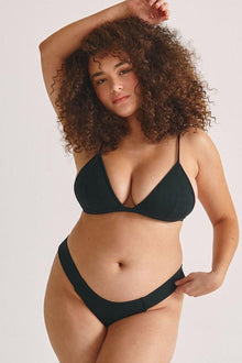 Added Coverage Uno Bikini Bottom | Black Rib