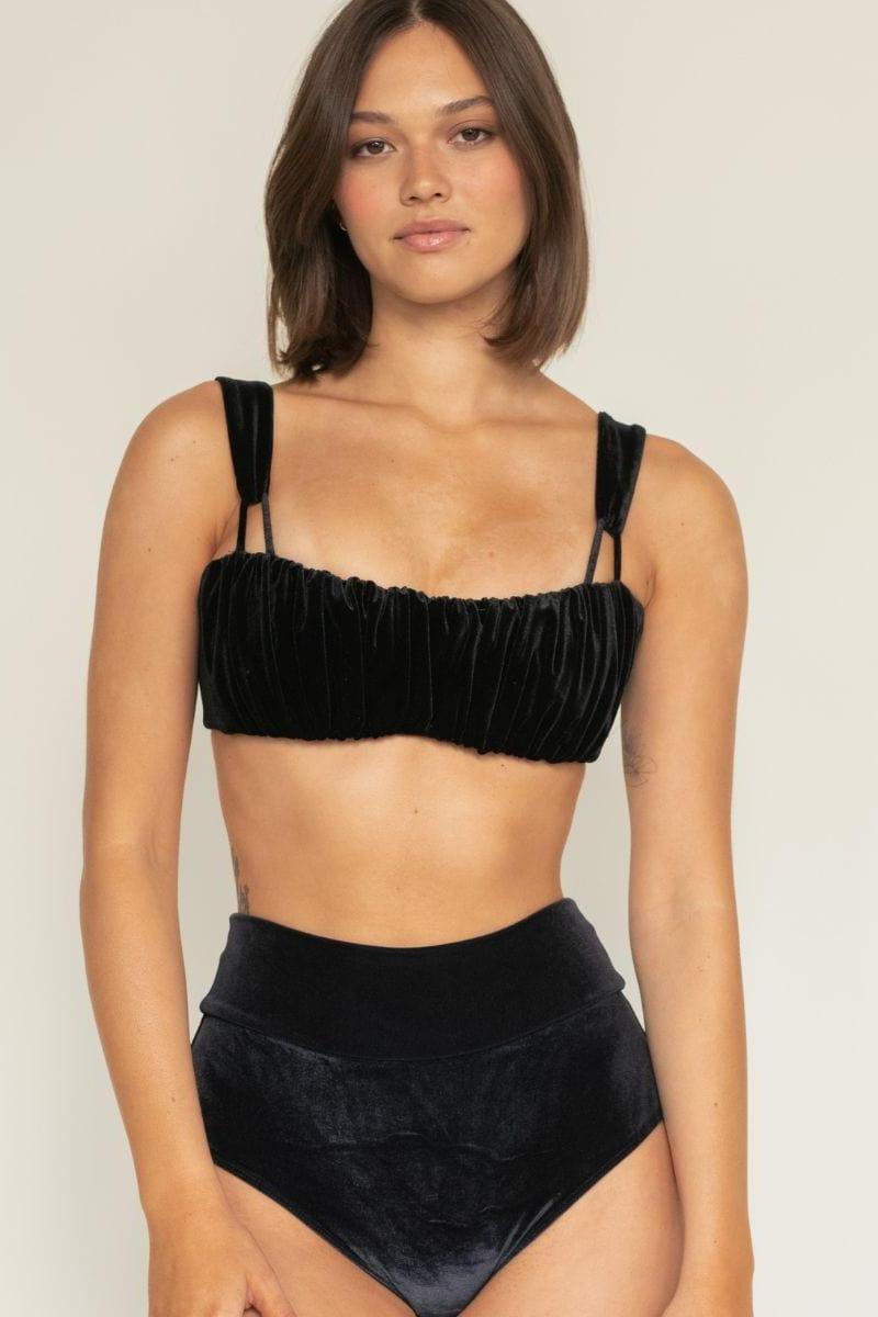 Added Coverage High Rise Bikini Bottom | Black Velvet