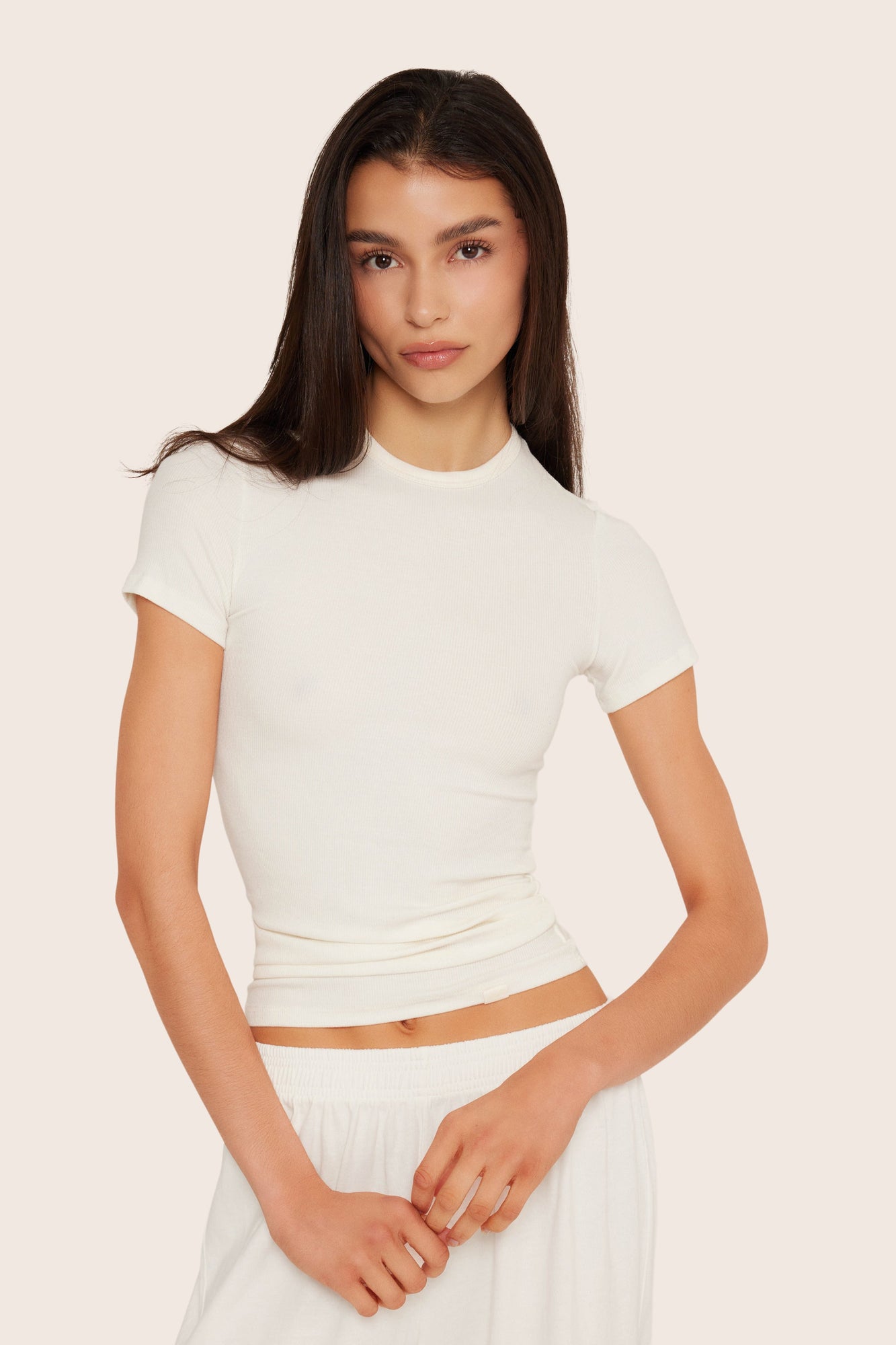 Ribbed Modal Body Tee | Blanc