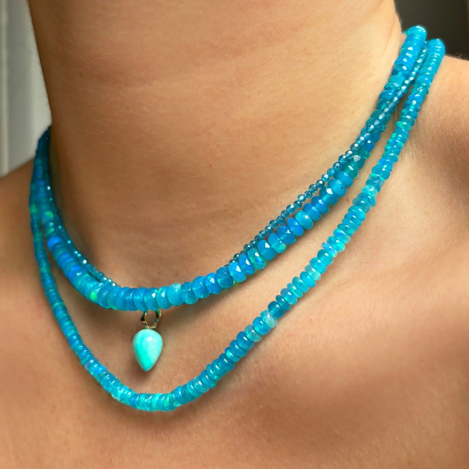 Bright Blue Opal Necklace