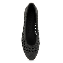 Arnoraff Dress Flat | Black Embroidered Raffia