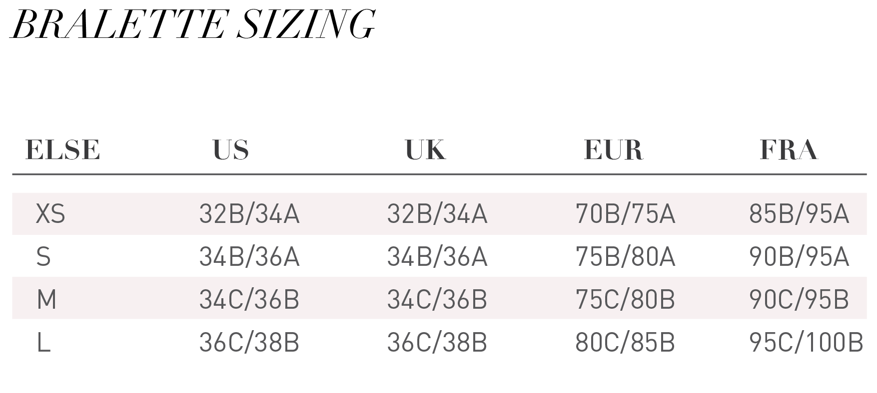 Product size guide