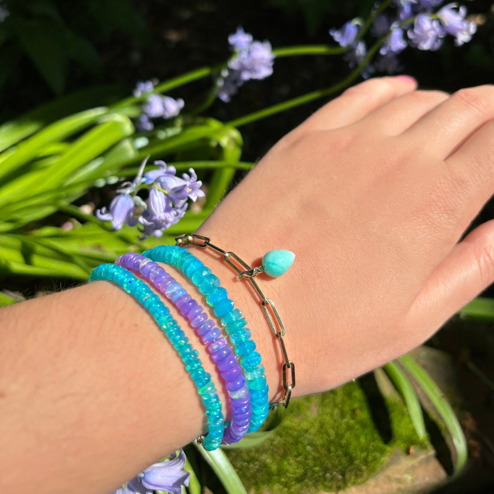 Bright Blue Faceted Opal Bracelet