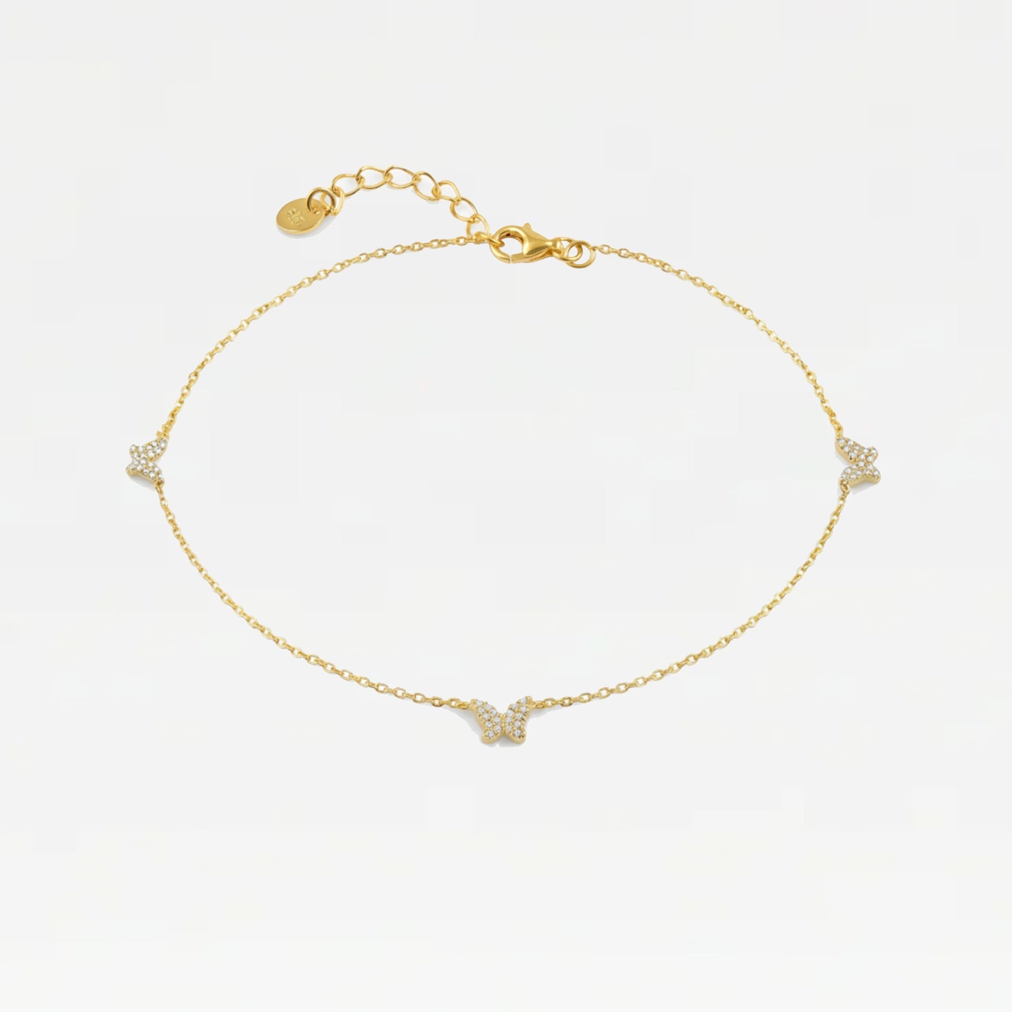 The Pave Butterfly Anklet | Gold