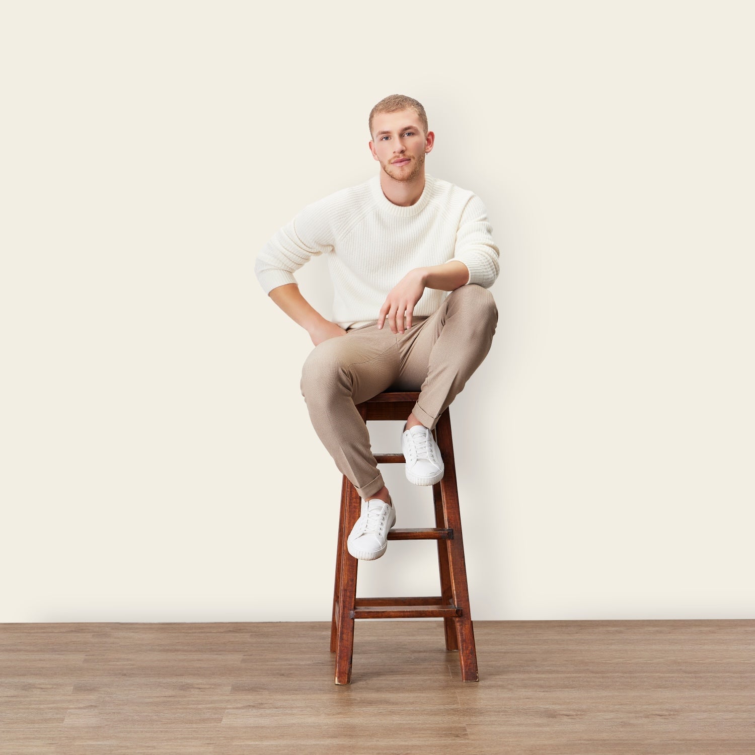 Aidan Chunky Cashmere Crewneck | Ivory | Mens