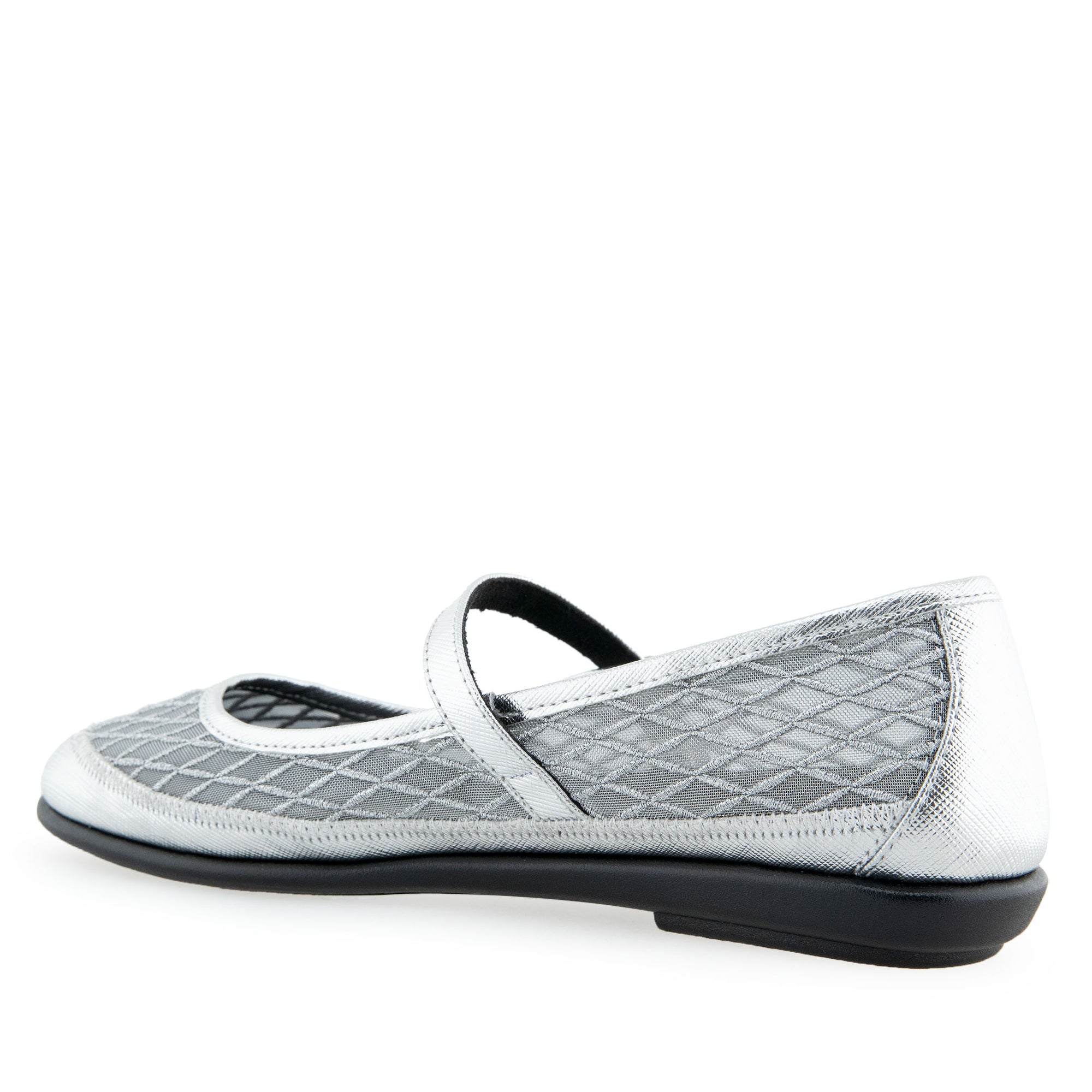 Baylee Casual Flat | Silver Mesh Fabric