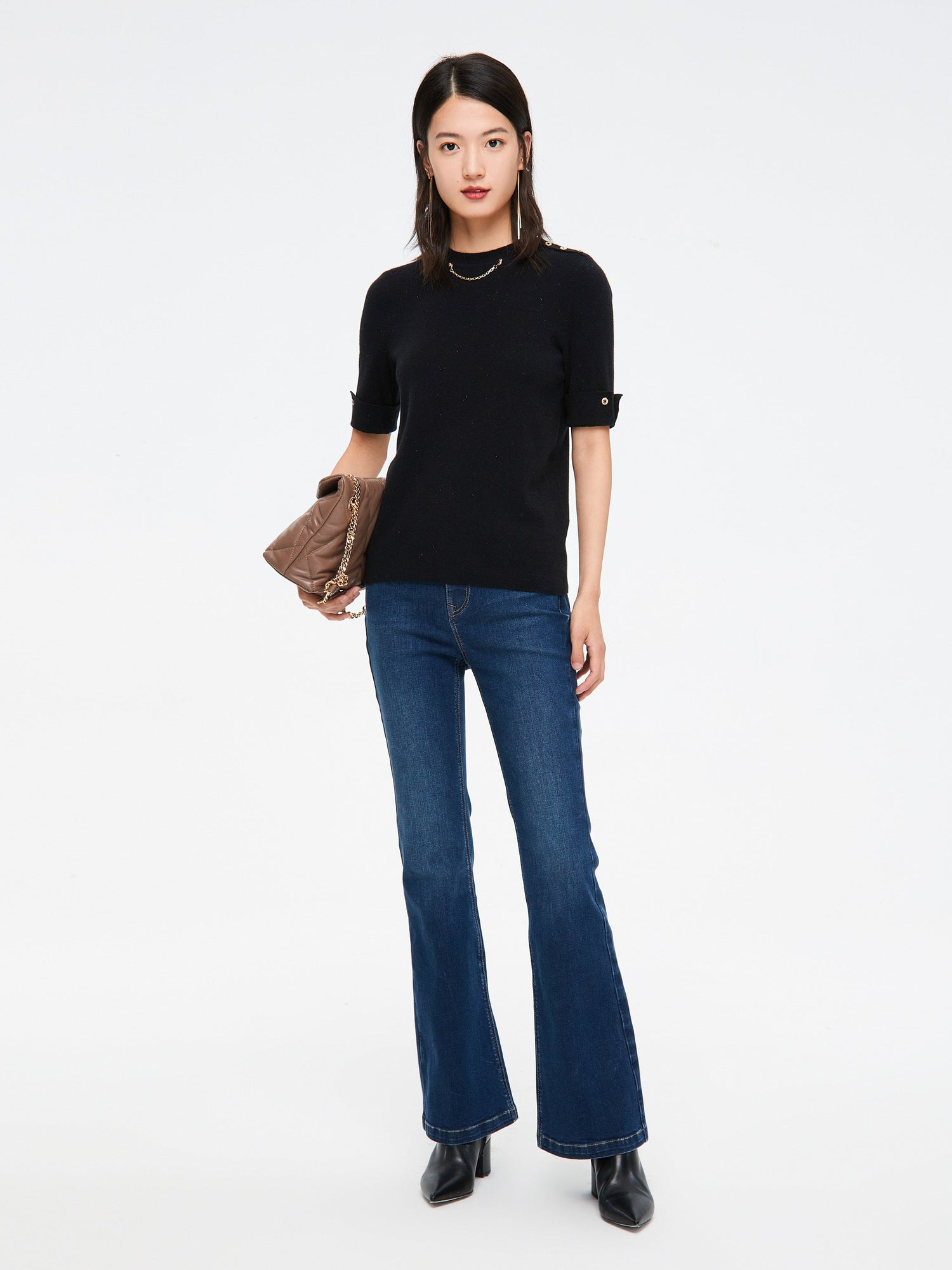 Necklace Knit Top | Black