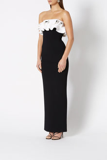 Crepe Knit Strapless Long Dress Black - Scanlan Theodore US