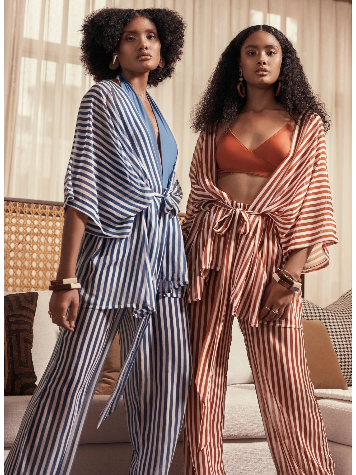 Cabana Kimono and Pants Set | Lines Coral