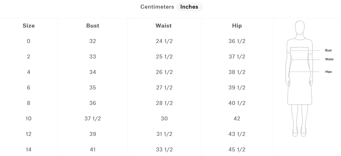 Product size guide