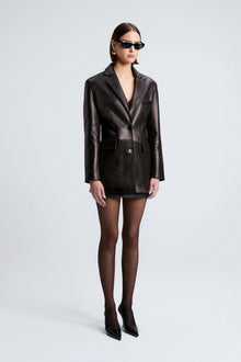 Cass | Tailored Leather Jacket | Espresso