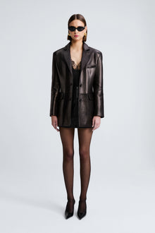 Cass | Tailored Leather Jacket | Espresso