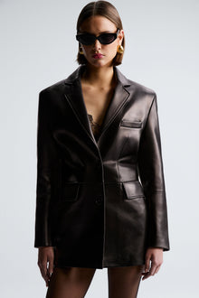 Cass | Tailored Leather Jacket | Espresso