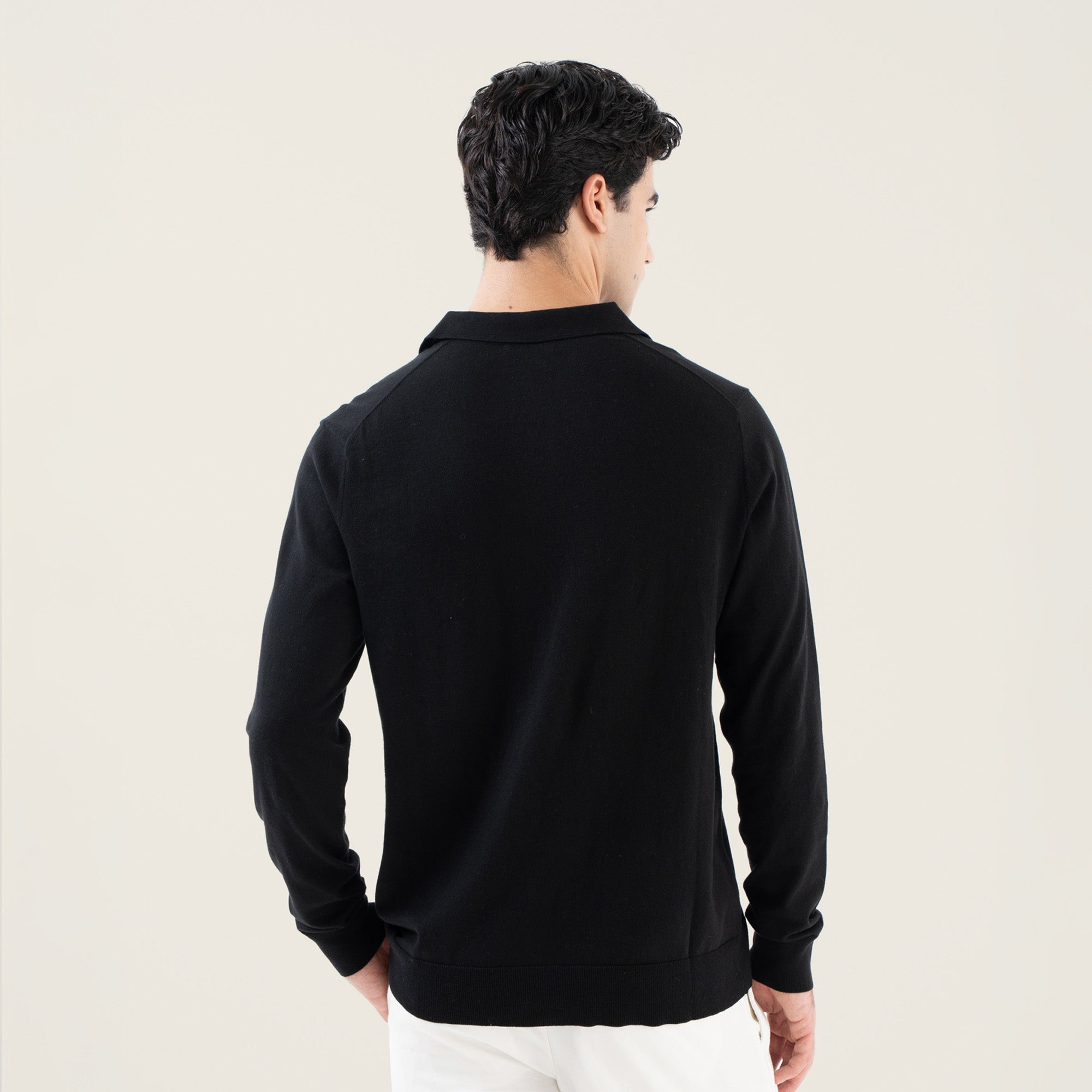 Mens | Elliot Featherlight Long Sleeve Polo | Black