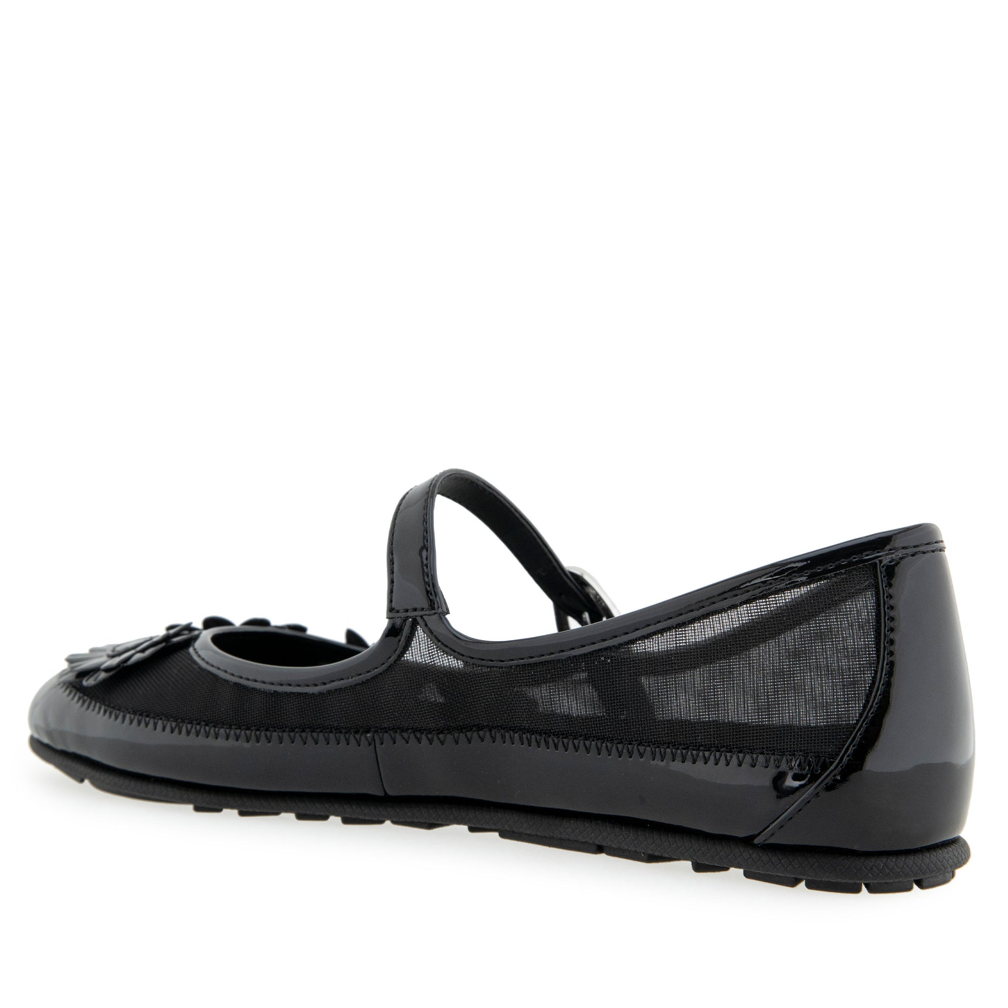 Petal Dress Flat | Black Mesh Fabric