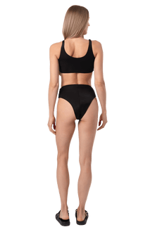 Celeste Hand - Beaded Embellished High - Waisted Bikini Bottom - Black - Self - Adore