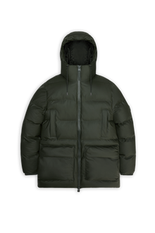 RAINS Alta Long Puffer Cargo Jacket Green Jacket