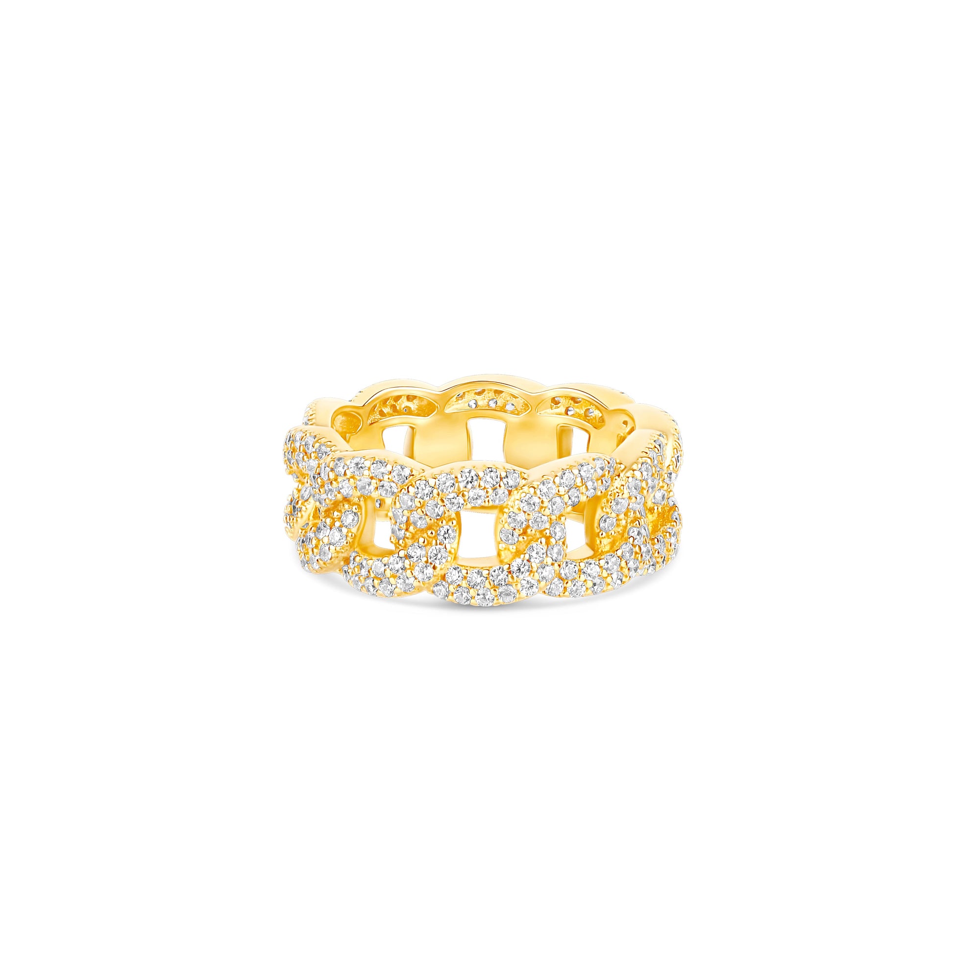 The Iced Out Cuban Link Ring | 18KT Gold Vermeil & Sterling Silver