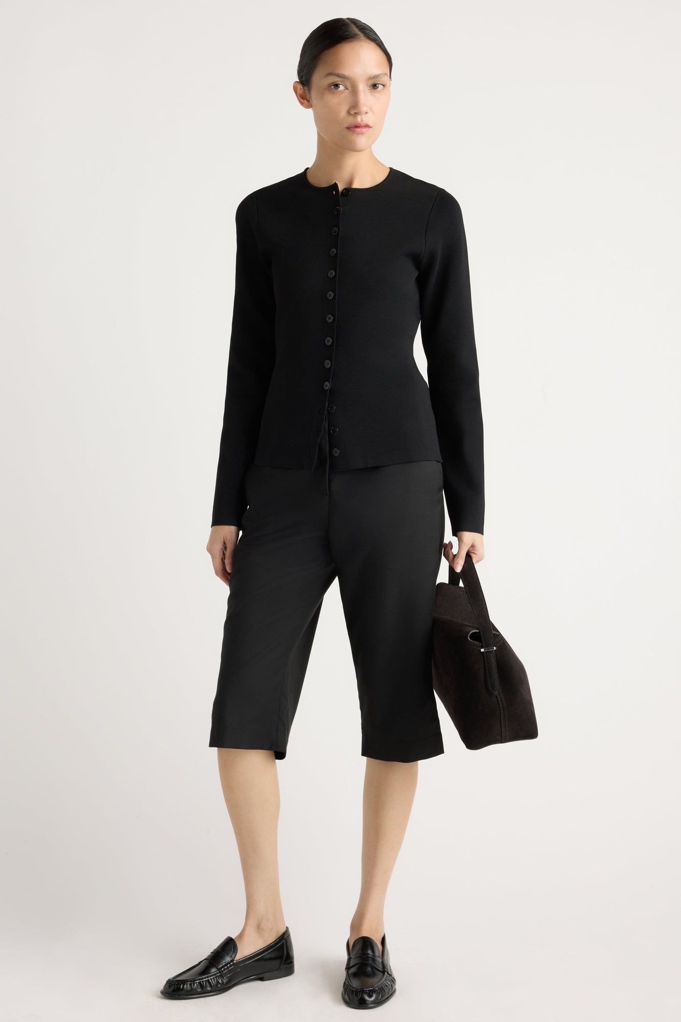 Charla Button Milano-Stitch Sweater | Black